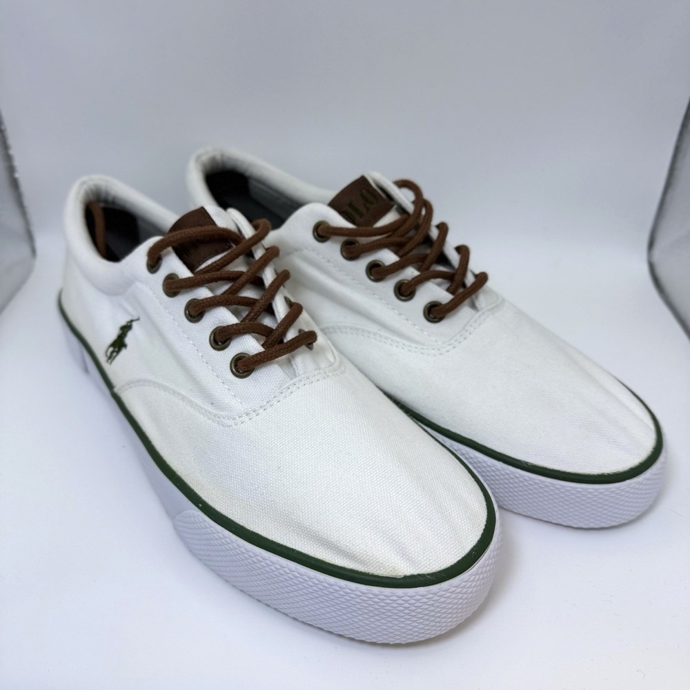 Polo Ralph Lauren Forestmont II Mens 9D‎ White Canvas Sneakers Casual Preppy
